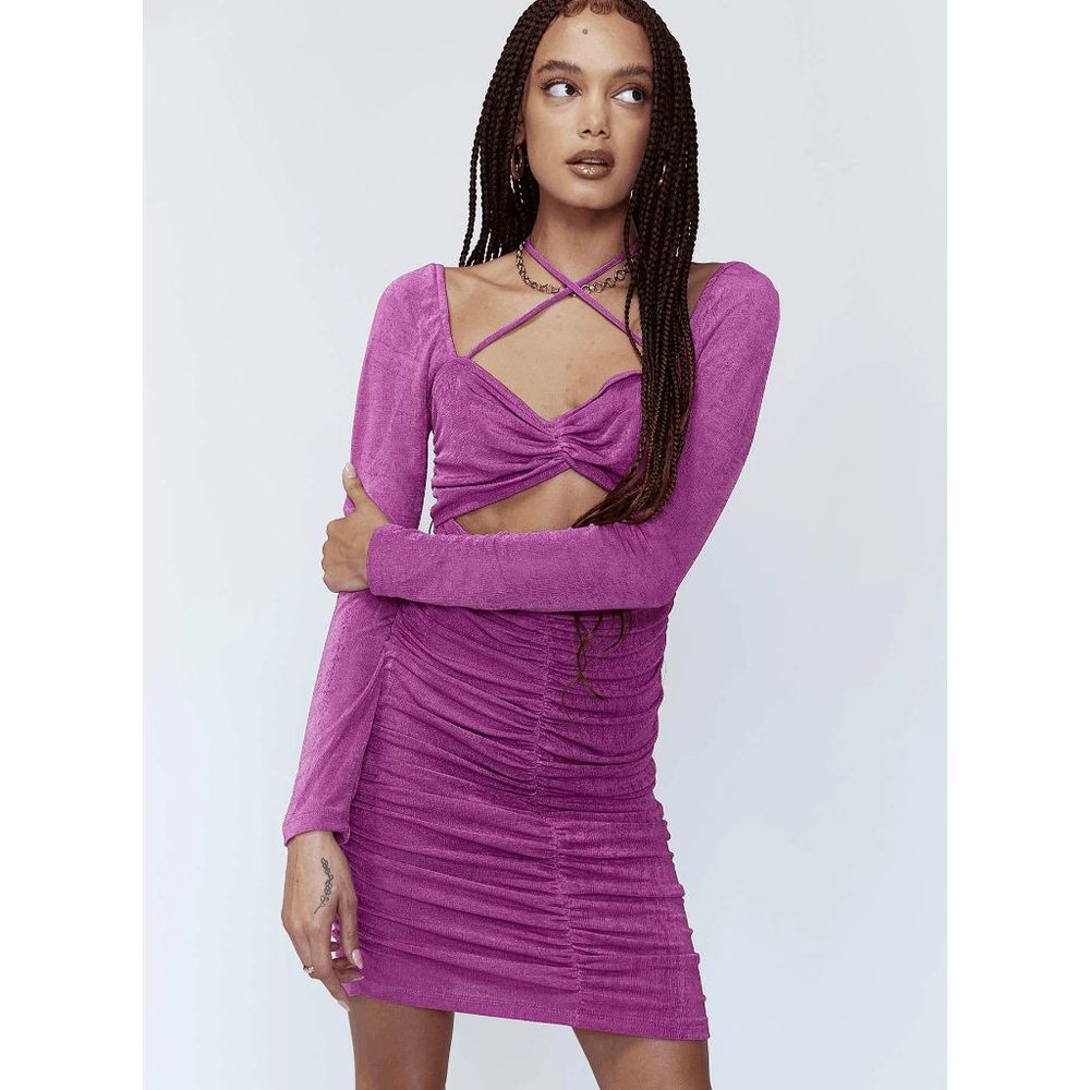 Princess Polly Ruched Cutout MINI DRESS PURPLE NWT - Size XS/2